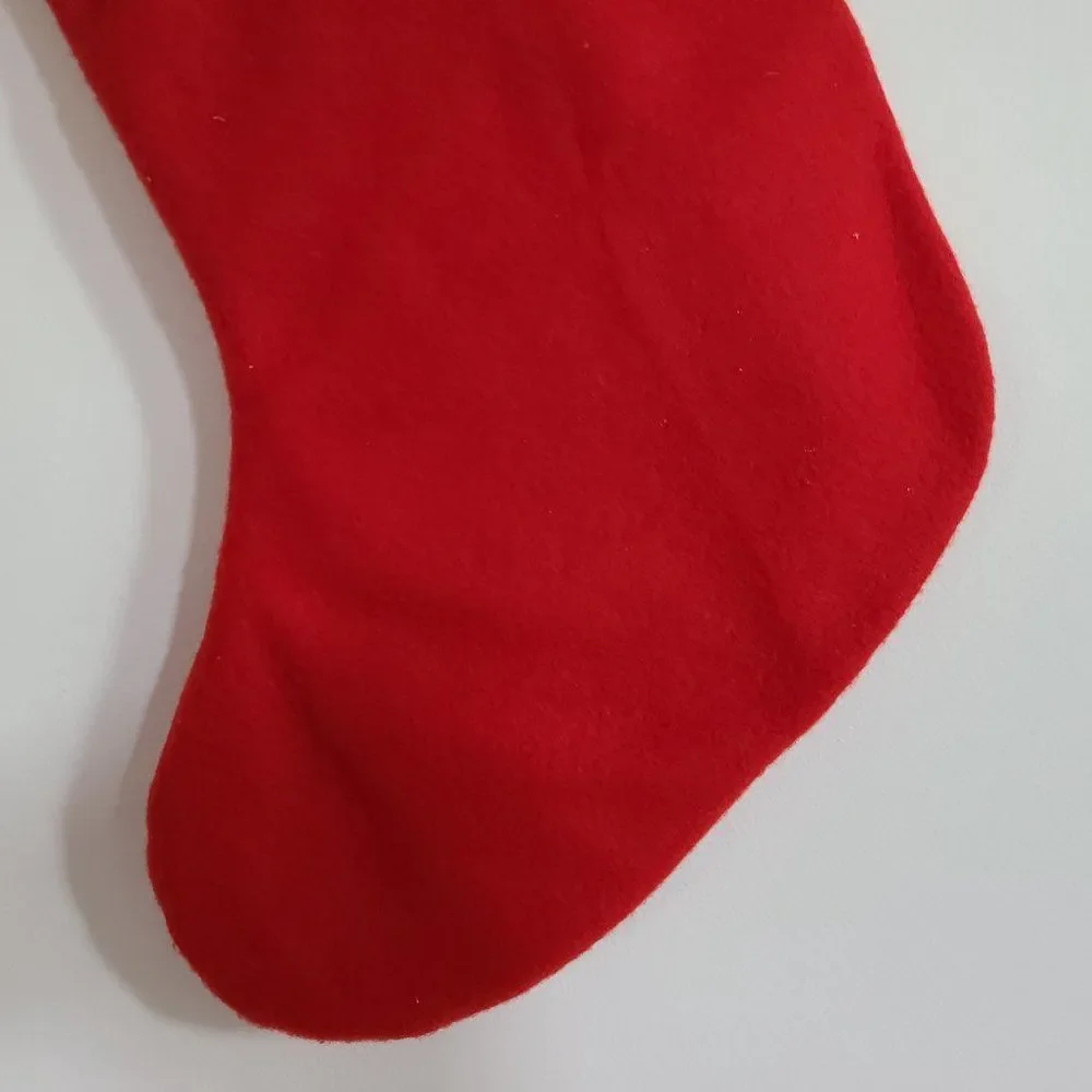 Red Felt Christmas Stocking With Embroidered and Appliqued Ice Skates and Tassel